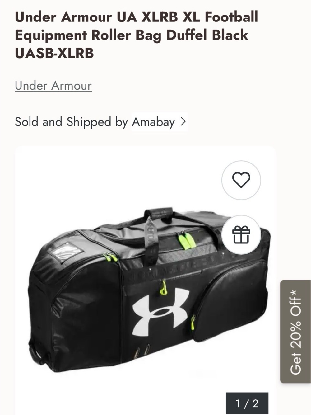 Under Armour Black and White Duffel Bag